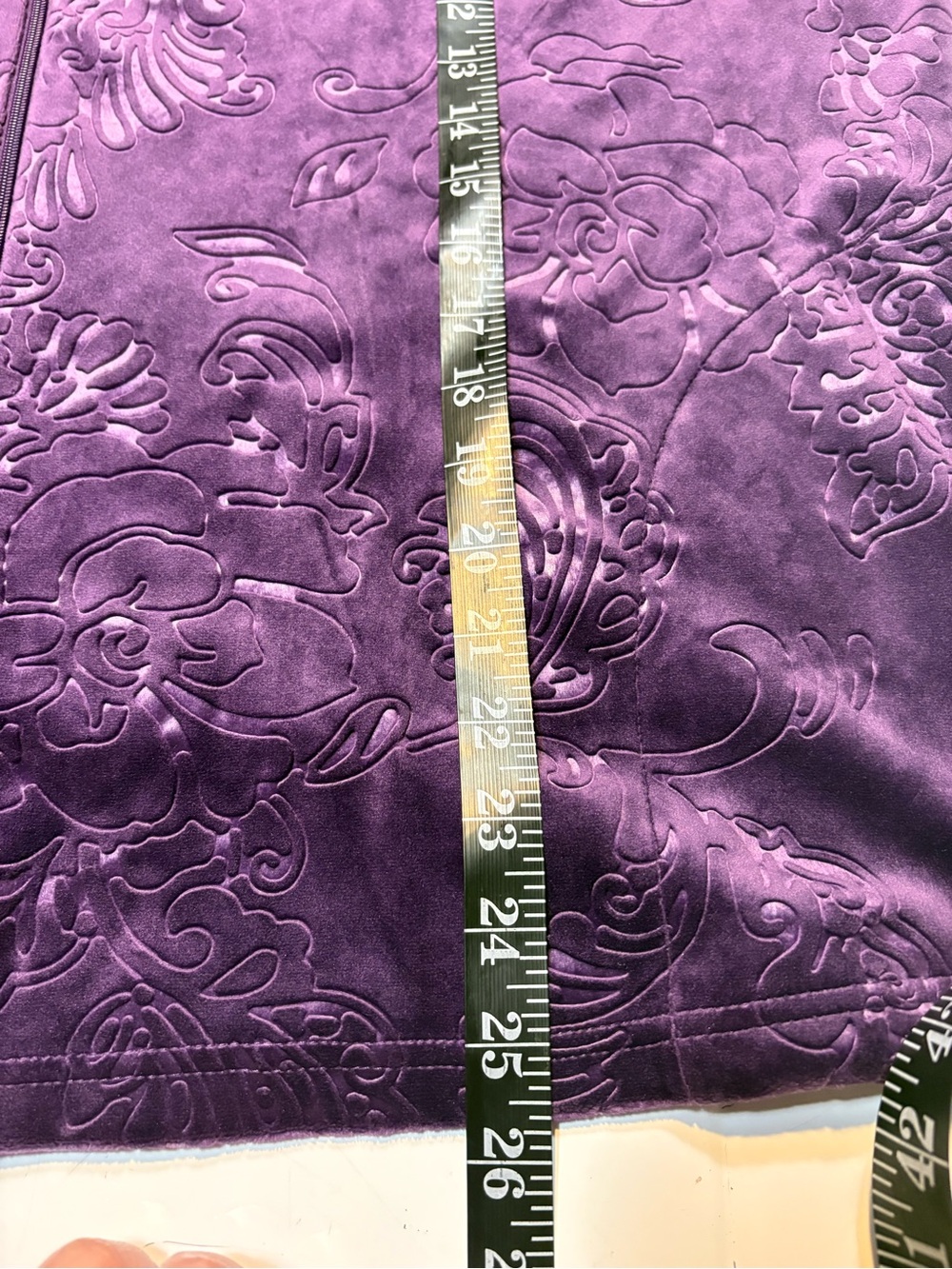 Miss Elaine dark purple embossed fleece zip-front lounge jacket xl - Picture 9 of 13